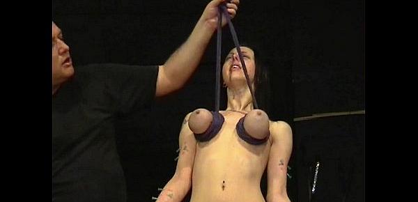  Brutal tit hanging bdsm of pierced slavegirl Emily Sharpe